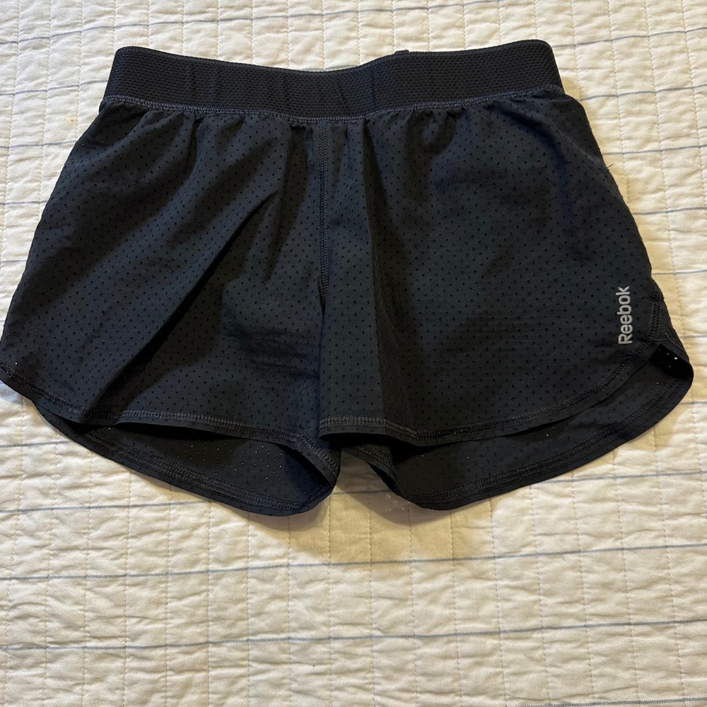 Reebok Girls Black Perforated Mesh Running Athletic Shorts Size S 8-10